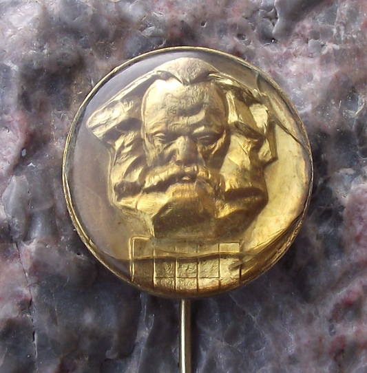 Vintage Karl Marx Monument Chemnitz Head Bust Pin Badge