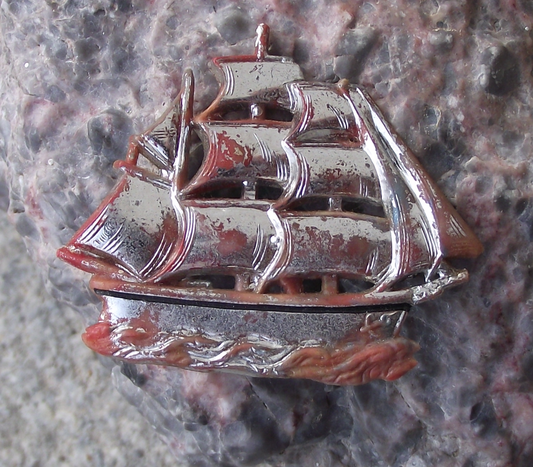Vintage Russian Barque Fully Rigged Sailing Ship Pin Badge