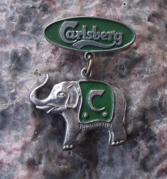 Vintage Carlsberg Elephant Strong Lager Beer Advertising Logo Pin Badge