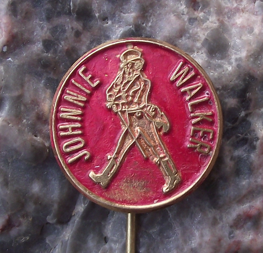 Vintage Johnnie Walker Whiskey Man with Top Hat and Cane Logo Pin Badge