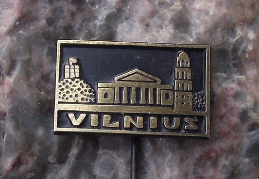 Vintage Lithuania Vilnius Lithuanian Capital City Famous Landmarks Pin Badge