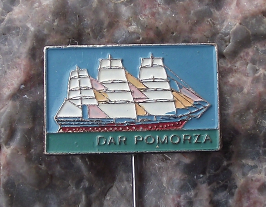 Vintage Poland Gdansk Dar Pomorza Polish Sailing Ship Souvenir Pin Badge