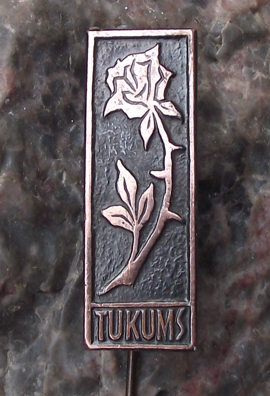 Vintage Latvia Tukums Rose Souvenir Pin Badge