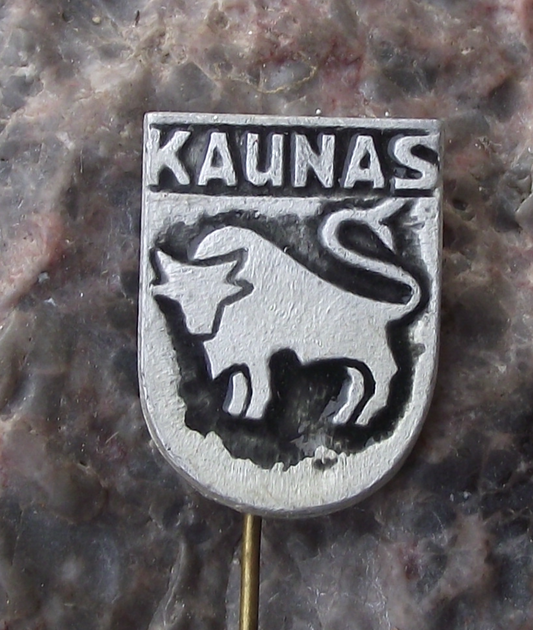 Vintage Lithuania Kaunus Lithuanian Bull Pin Badge
