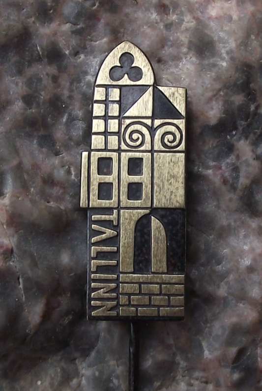 Vintage Estonia Tallinn Buildings Souvenir Pin Badge