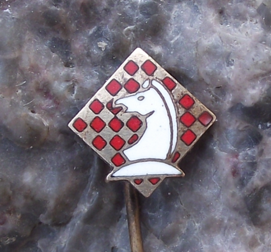 Vintage Czechoslovakia Chess Association White Knight Members Pin Badge