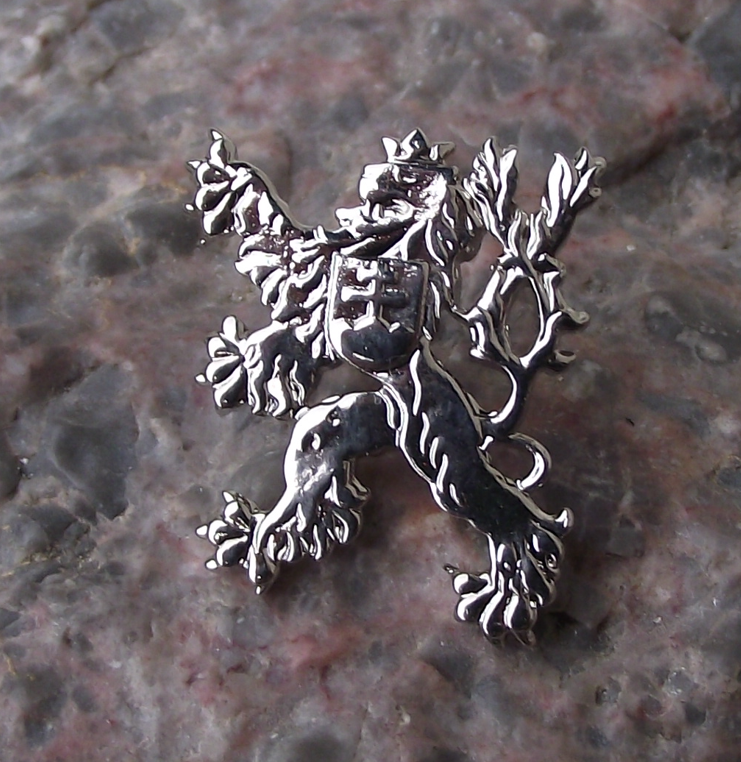 Large Czechoslovakia Rampant Lion National Coat of Arms Silver Colour Pin Badge