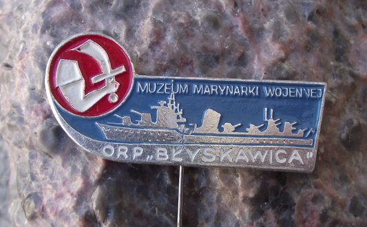 Vintage Poland Gdynia Naval Museum ORP Błyskawica Destroyer Pin Badge