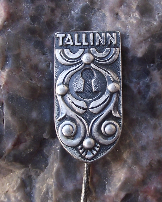 Vintage Estonia Tallinn Ornate Door Keyhole and Surrounding Lock Pin Badge