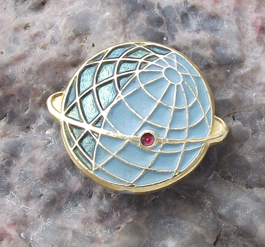 Vintage Sputnik 1 Satellite Earth Orbit Russian Red Ball Space Pin Badge