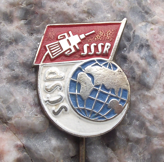 Vintage Sputnik 3 Space Race Earth Orbit Soviet Program SCSP Satellite Pin Badge