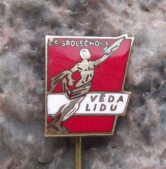 Vintage Science for the People Citizens Soviet Propaganda Space Themed Pin Badge