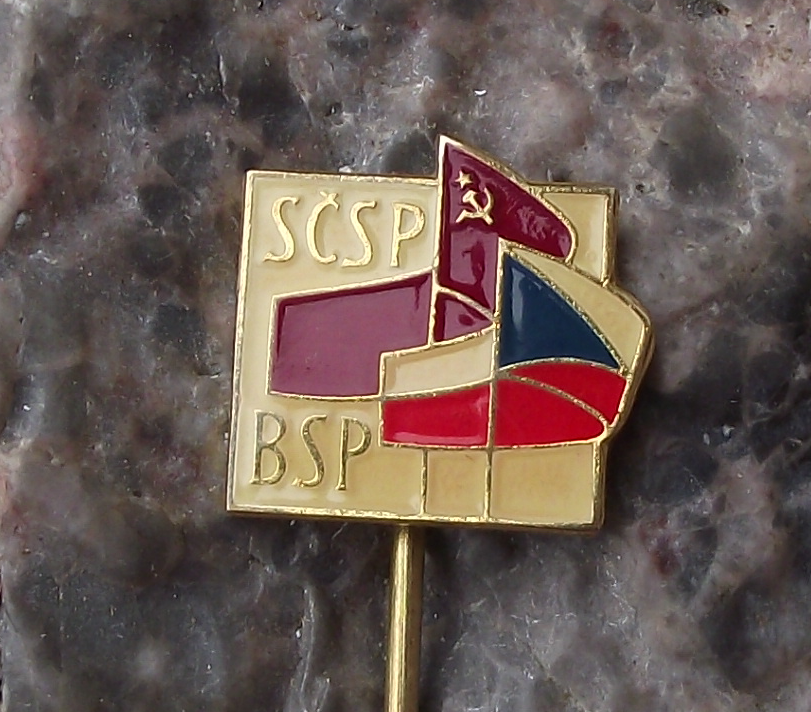 Vintage SCSP BSP Flags Czechoslovakia Russian Friendship Alliance Pin Badge