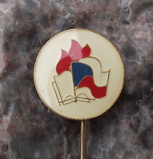 Vintage Pioneer Youth Association Czech Official Flames Logo Pin Badge