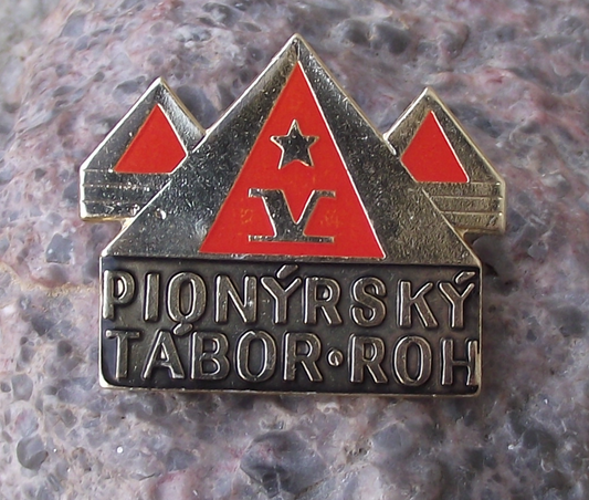 Vintage Pioneer Czech Pionyr Youth Camping Award Stage 5 Tents ROH Pin Badge