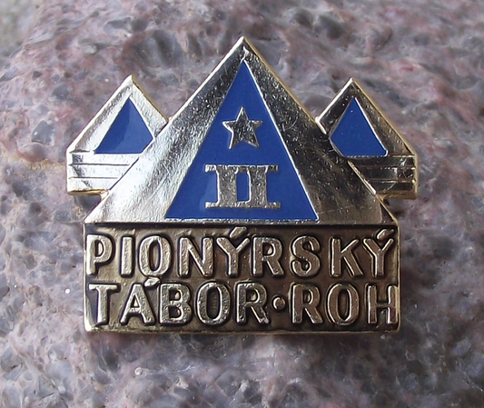Vintage Pioneer Czech Pionyr Youth Camping Award Stage 2 Tents ROH Pin Badge
