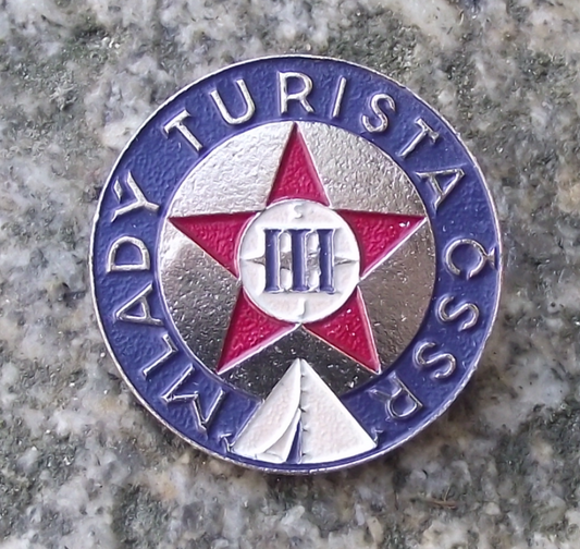 Vintage Czech Pioneer Youth Group Young Tourist Camping Award Stage 3 Pin Badge