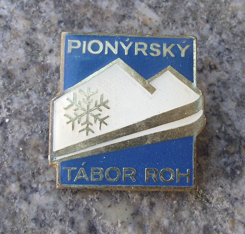 Vintage Czech Pioneer Pionyr Youth Camp Mountain Skiing ROH Pin Badge
