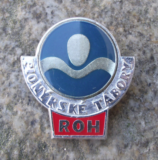 Vintage Czech Pioneer Camp Pionyr Youth Award Swimming ROH Pin Badge