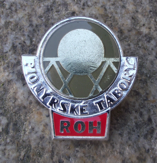 Vintage Czech Pioneer Camp Pionyr Youth Award Volleyball ROH Pin Badge