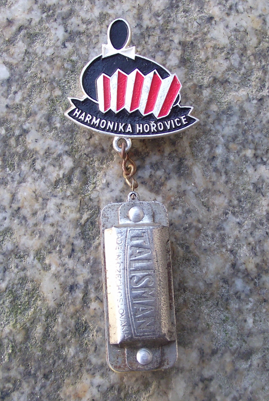 Vintage Horovice Accordions Working Miniature Talisman Harmonica Pin Badge