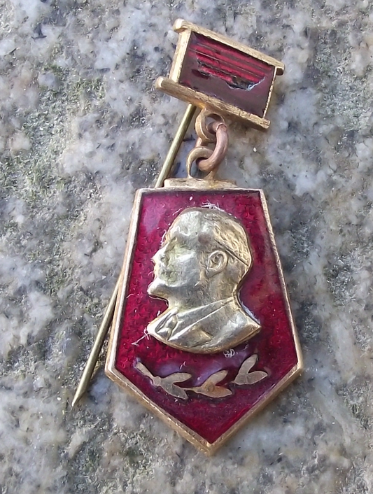 Vintage Lenin Soviet Union Communist Politician Medal Style Stick Pin Badge