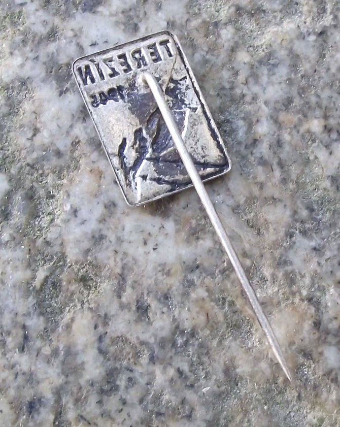 Vintage Terezin Nazi Concentration Camp Barbed Wire and Hand Pin Badge