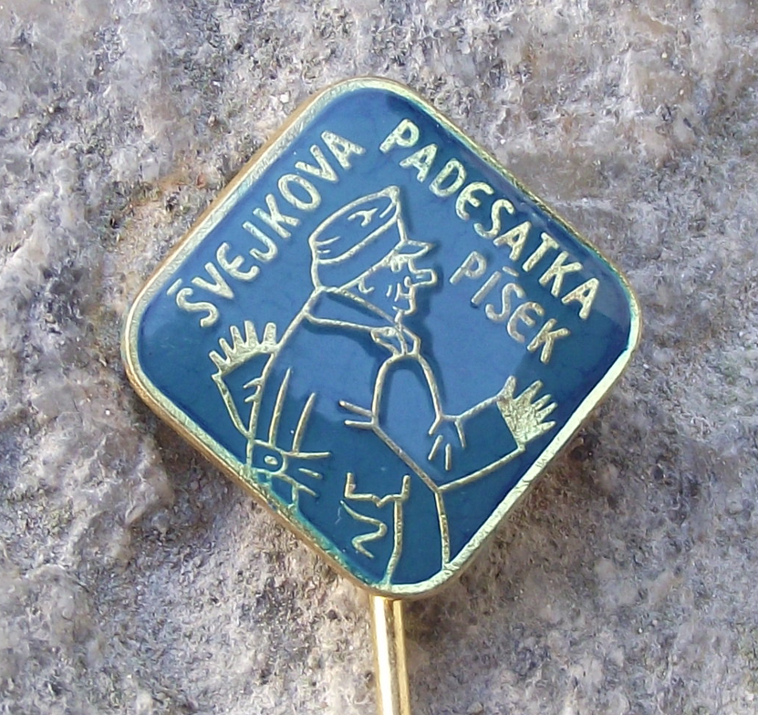 Vintage Good Soldier Svejk Waving Jaroslav Hasek Book 50km Walk Pin Badge