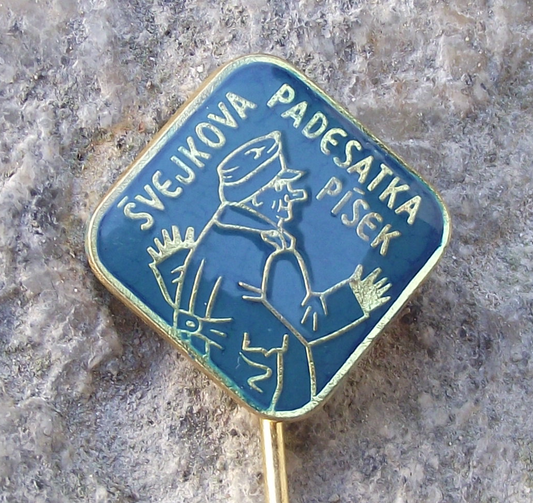 Vintage Good Soldier Svejk Waving Jaroslav Hasek Book 50km Walk Pin Badge