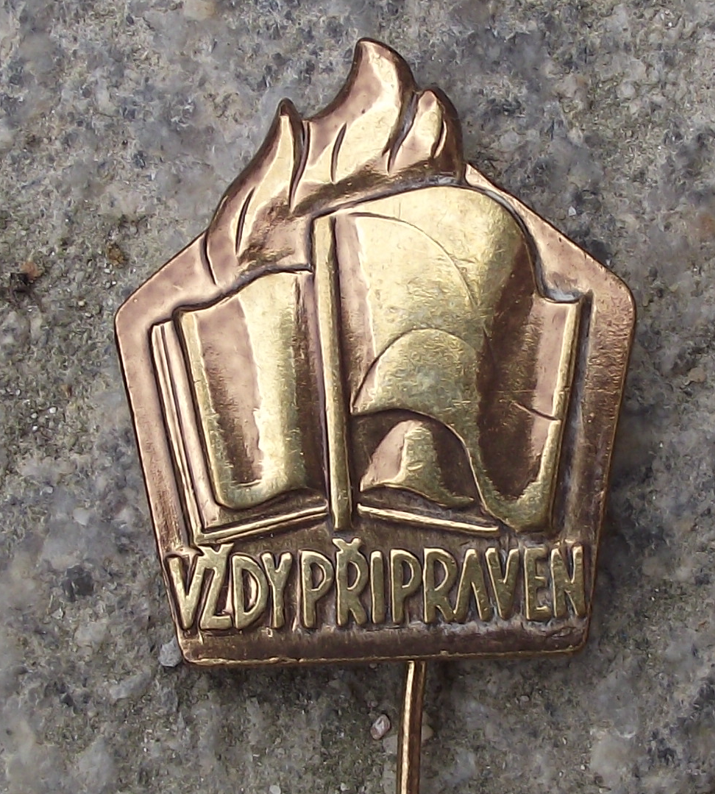 Vintage Czechoslovakia Pioneer Youth Group Always Ready Slogan Pin Badge