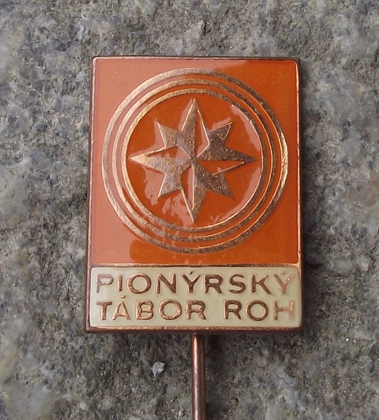 Vintage Czech Pioneer Pionyr Youth Camp ROH Star Compass Pin Badge
