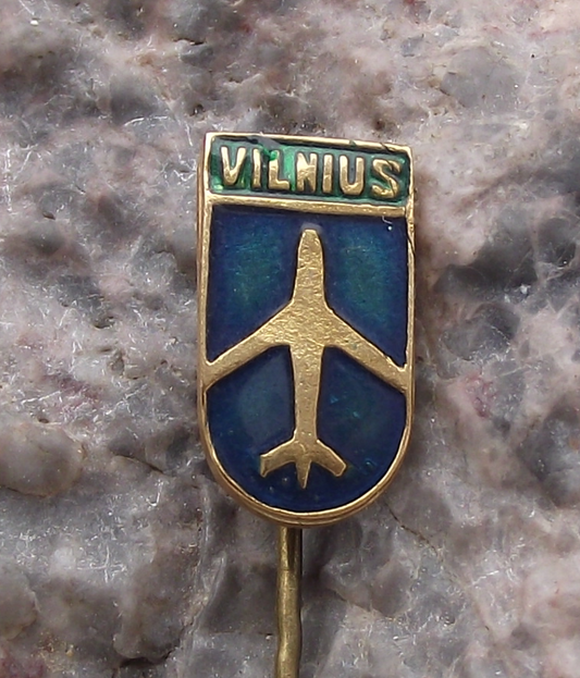 Vintage Vilnius Capital City Lithuania Tourist Souvenir Aircraft Pin Badge