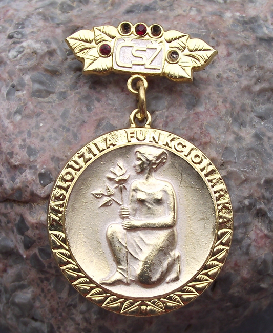 Vintage Czech Women's Union CSZ Distinguished Official Medal Pin Badge