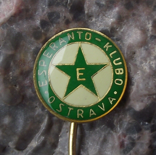 Vintage Esperanto Language Association Ostrava Green Star Pin Badge - Badgecrazy