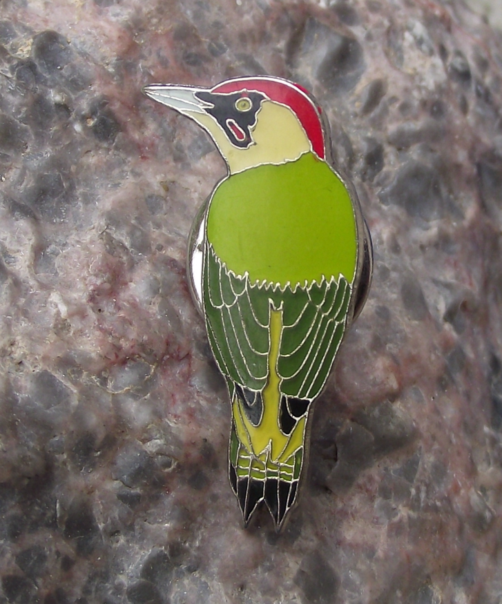 European Green Woodpecker Tree Garden Bird Pin Badge - Badgecrazy