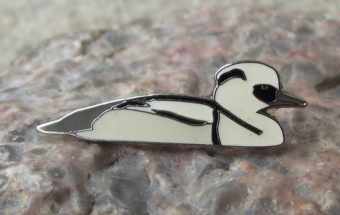 Smew European Duck Fresh Water Bird Pin Badge - Badgecrazy