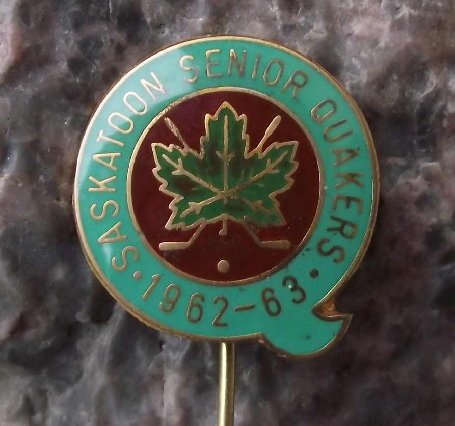 1963 Saskatoon Senior Quakers Ice Hockey Team Canada Maple Leaf Pin Badge
