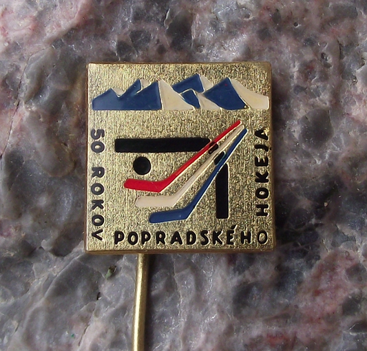 Vintage Poprad Slovakia 50th Anniversary Ice Hockey Club Pin Badge