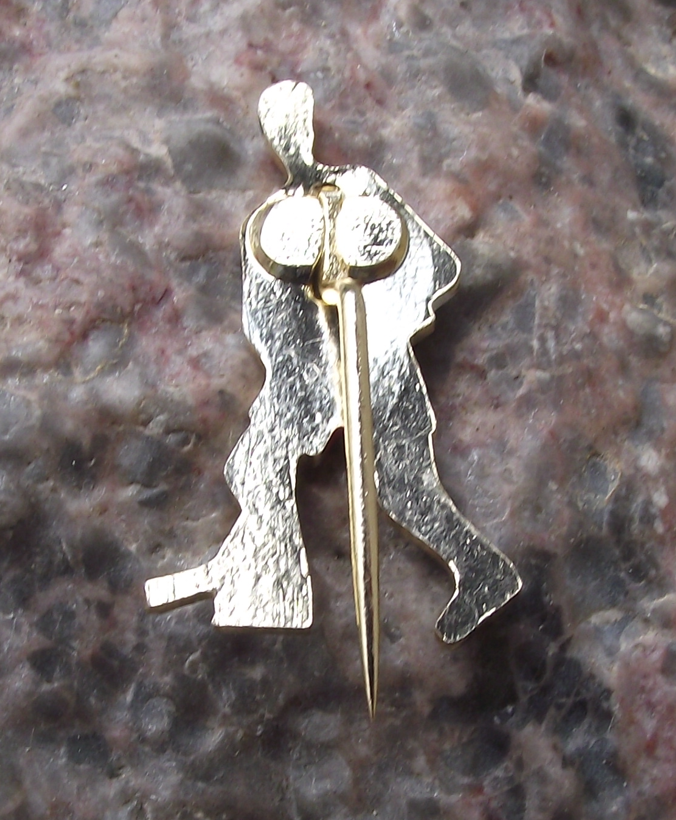 Vintage Hand Painted Ice Hockey Player Pin Badge