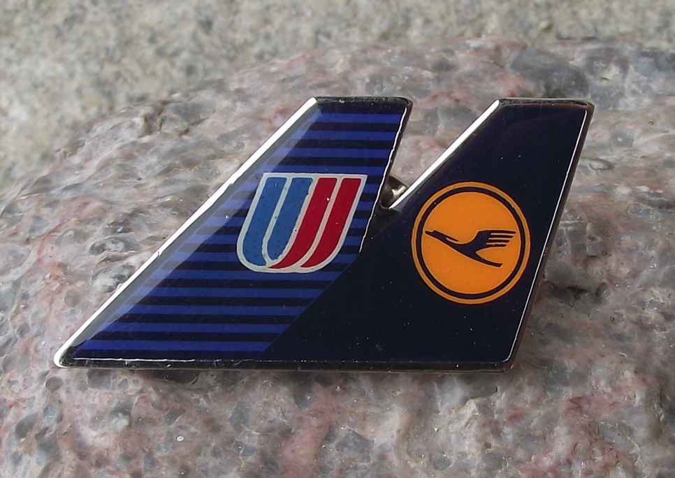 Vintage Lufthansa German and United Airlines Tail Fins Pin Badge - Badgecrazy
