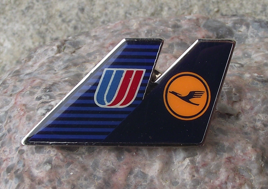 Vintage Lufthansa German and United Airlines Tail Fins Pin Badge - Badgecrazy