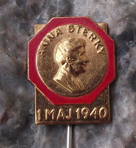 1940 Sweden Swedish May 1st Labor Day Anna Sterky Mayday Pin Badge