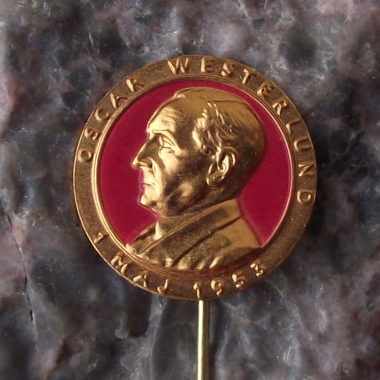 1953 Sweden Swedish May 1st Labor Day Oscar Westerlund Mayday Pin Badge - Badgecrazy