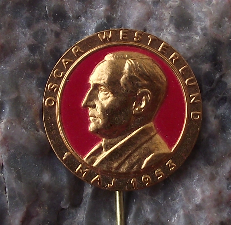 1953 Sweden Swedish May 1st Labor Day Oscar Westerlund Mayday Pin Badge - Badgecrazy