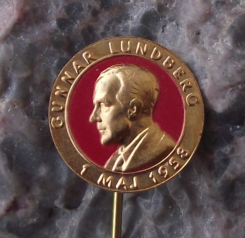 1958 Sweden Swedish May 1st Labor Day Gunnar Lundberg Mayday Pin Badge - Badgecrazy