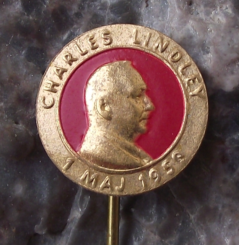 1959 Sweden Swedish May 1st Labor Day Charles Lindley Mayday Pin Badge - Badgecrazy