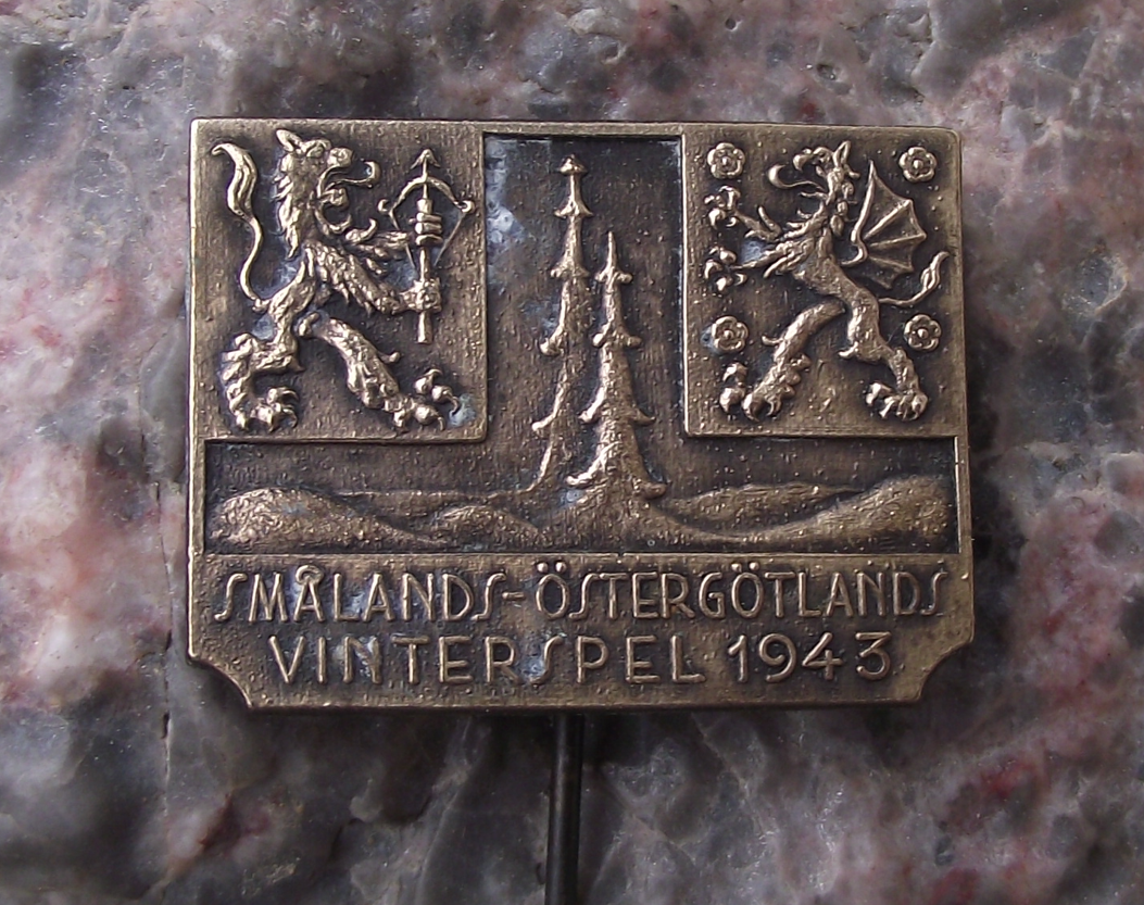 1943 Smålands-Östergötlands Winter Games Sweden Swedish Pin Badge