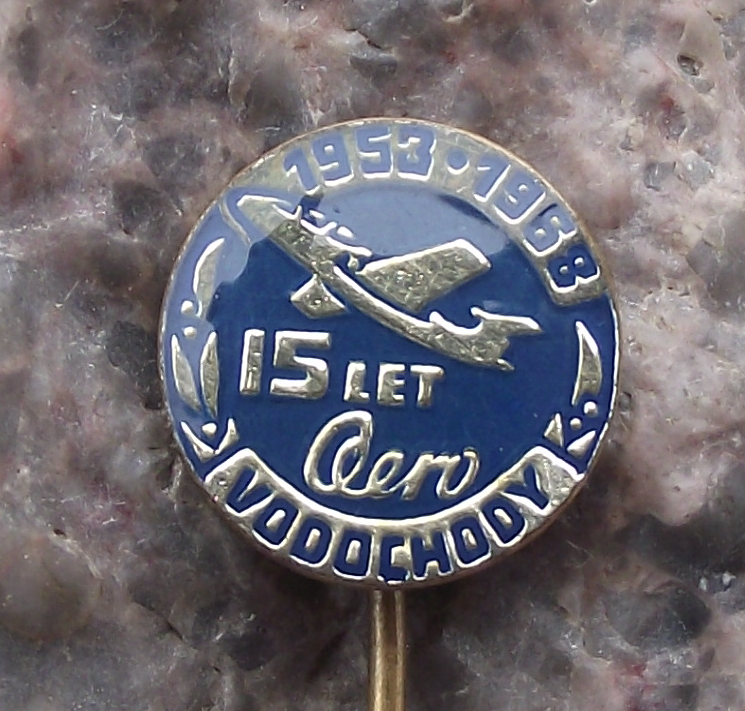 1968 Aero Vodochody Aircraft Factory 15th Anniversary L-29 Delfin Jet Pin Badge - Badgecrazy