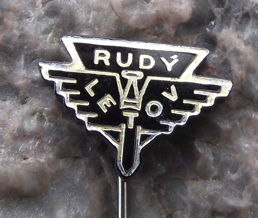 Vintage Rudy Letov Czech Aircraft Factory Plastic Winged Sword Logo Pin Badge - Badgecrazy