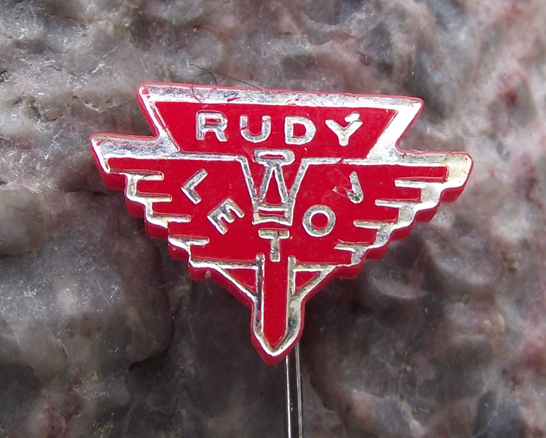 Vintage Rudy Letov Czech Aircraft Factory Plastic Winged Sword Logo Pin Badge - Badgecrazy
